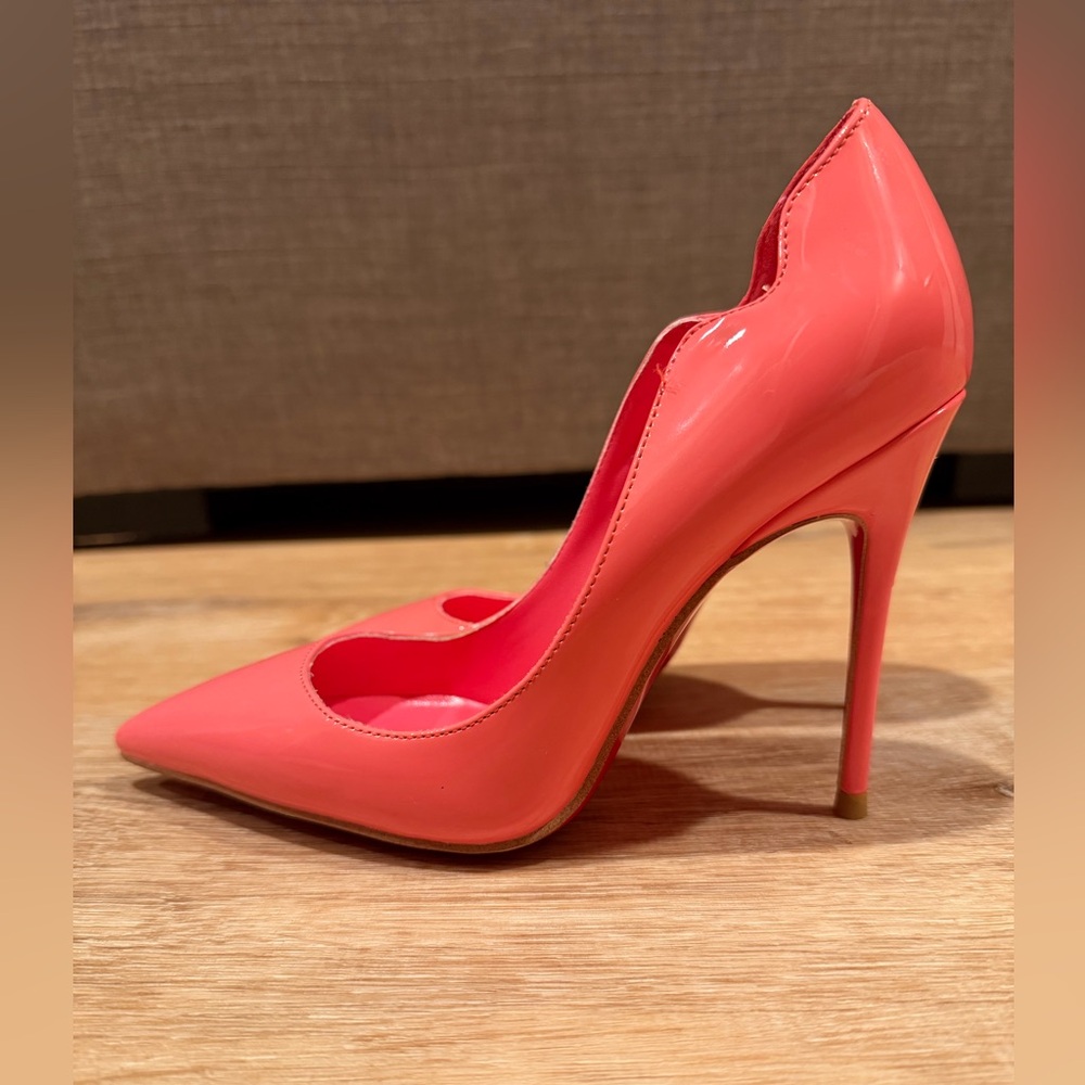 Christian Louboutin Coral Patent Leather Pointed-Toe Stiletto Heels